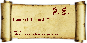 Hummel Elemér névjegykártya