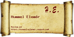 Hummel Elemér névjegykártya